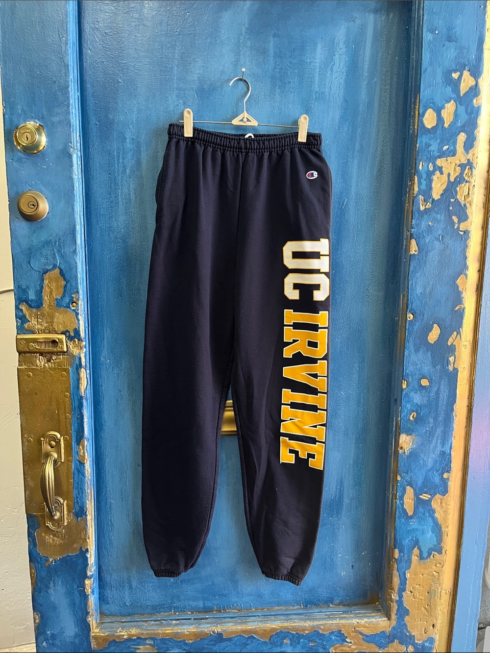 Champion Navy UC Irvine Joggers with Gold Lettering
